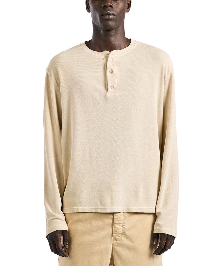 Shop Cotton Citizen Hendrix Henley Shirt In Beige