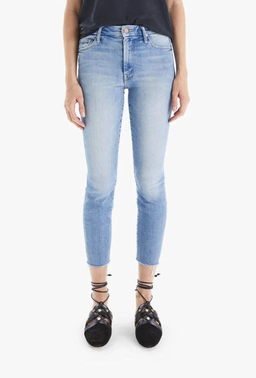 Mother high waisted looker ankle fray jeans in au revoir
