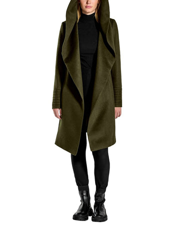 Sentaler mid length hooded alpaca & wool-blend wrap coat