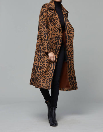 Dolce Cabo faux suede trench coat in cheetah