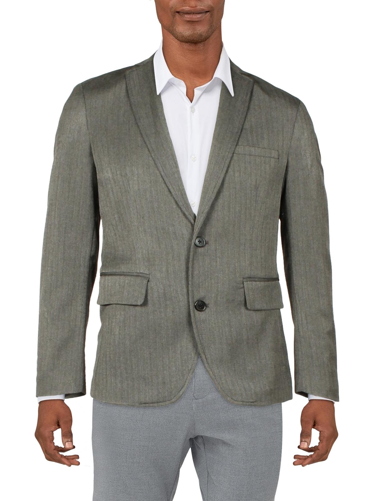 Shop Inc Mens Herringbone Slim Fit Two-button Blazer In Grey