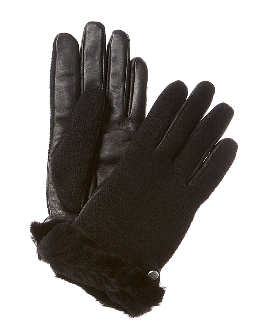 UGG UGG Shorty Leather-Trim Wool-Blend Gloves