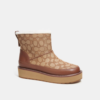 코치 COACH Outlet indi bootie in signature jacquard,khaki/saddle / Regular