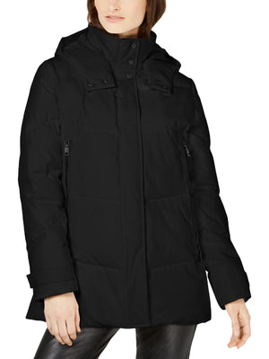 BCBGMAXAZRIA Pillow Collar Hooded Puffer Jacket in Black