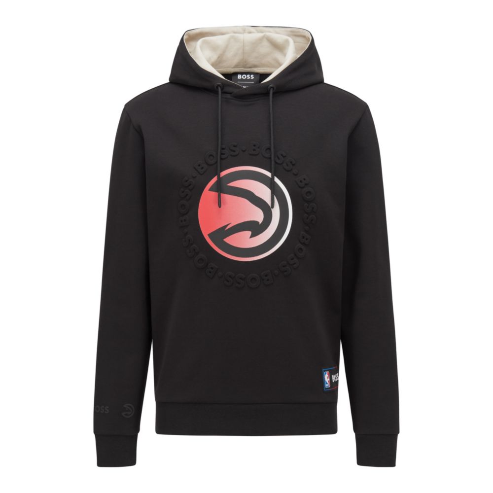 Hugo Boss Boss & Nba Hooded Sweatshirt With Dual Branding In Nba Hawks