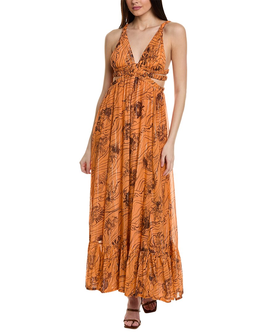 Shop Sabina Musayev Fiorello Silk-blend Maxi Dress In Brown