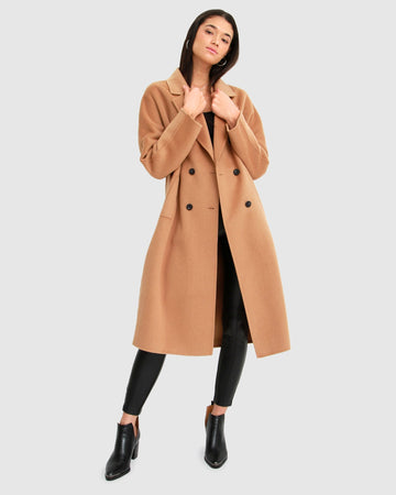 Belle&Bloom boss girl double-breasted lined wool coat - camel