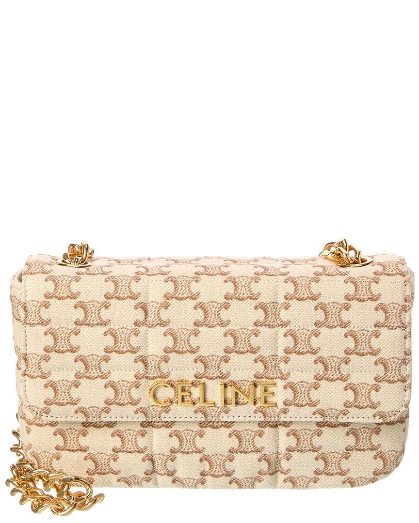 CELINE CELINE Monochrome Quilted Triomphe Canvas Shoulder Bag