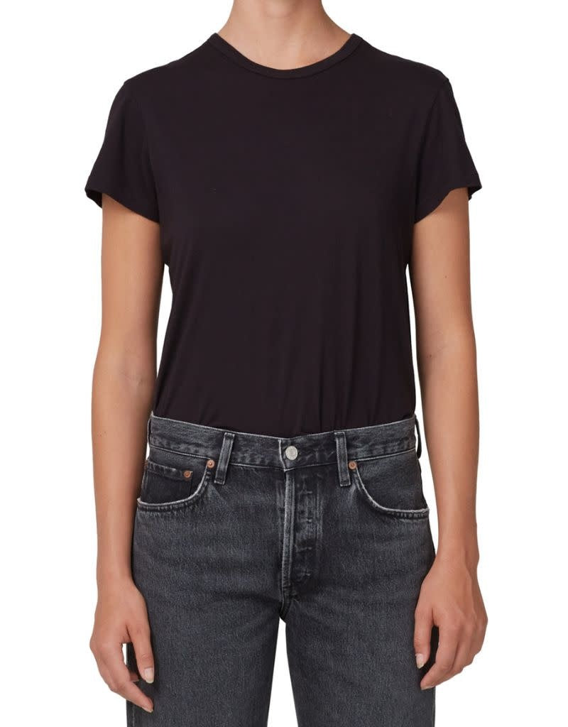 Shop Agolde Women's Solid Black Crew Neck T-shirt