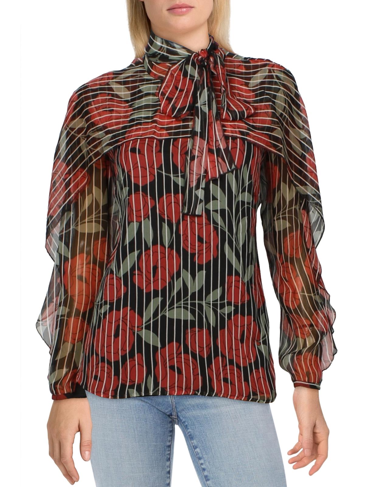 RED VALENTINO Womens Silk Floral Print Blouse