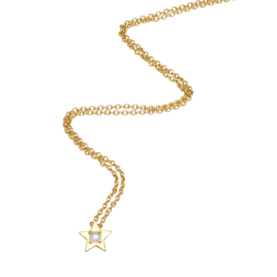 ADORNIA Adornia Star Necklace with Moonstone Centerpiece silver gold