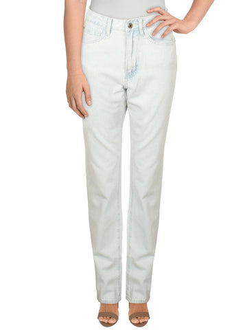 We Wore What icon womens faded mid-rise straight leg jeans