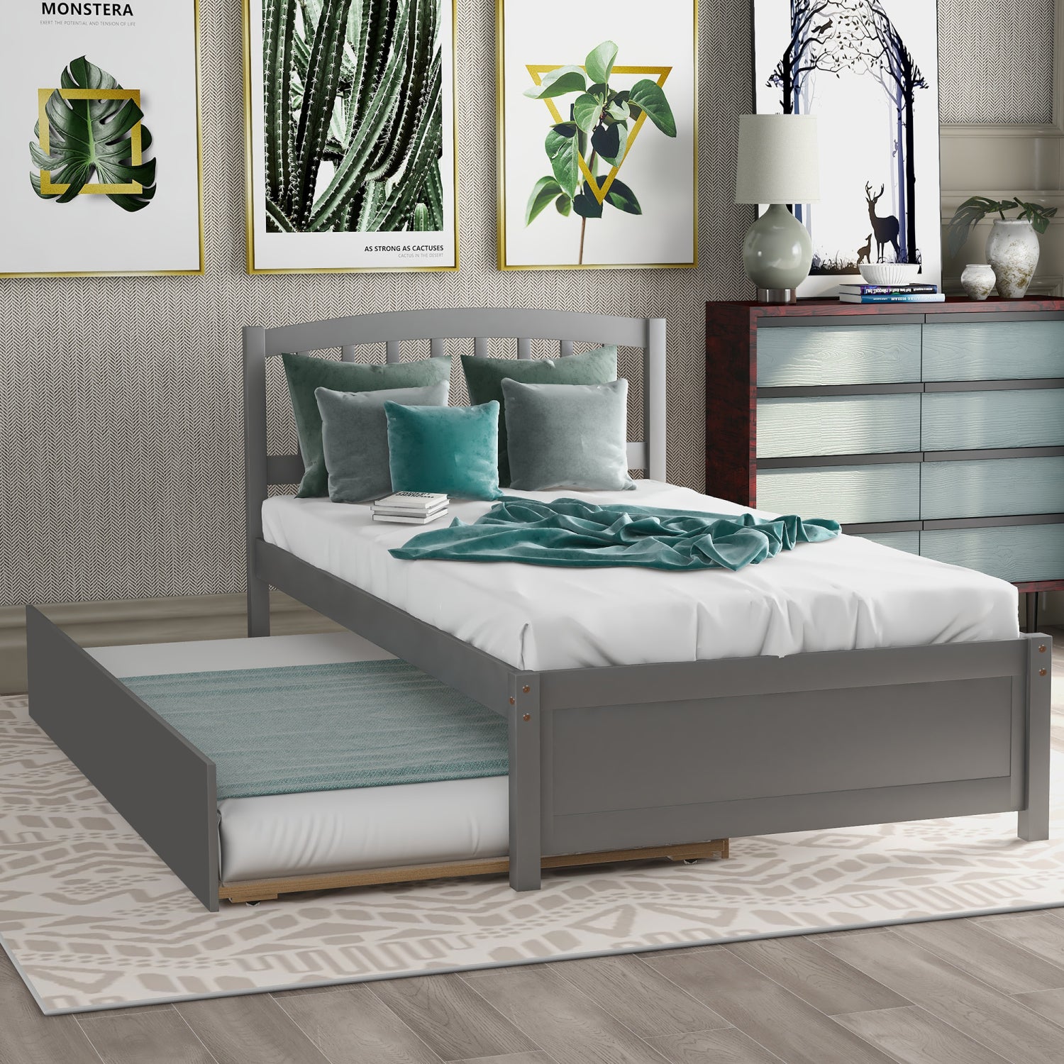 Shop Simplie Fun Twin Size Platform Bed Wood Bed Frame