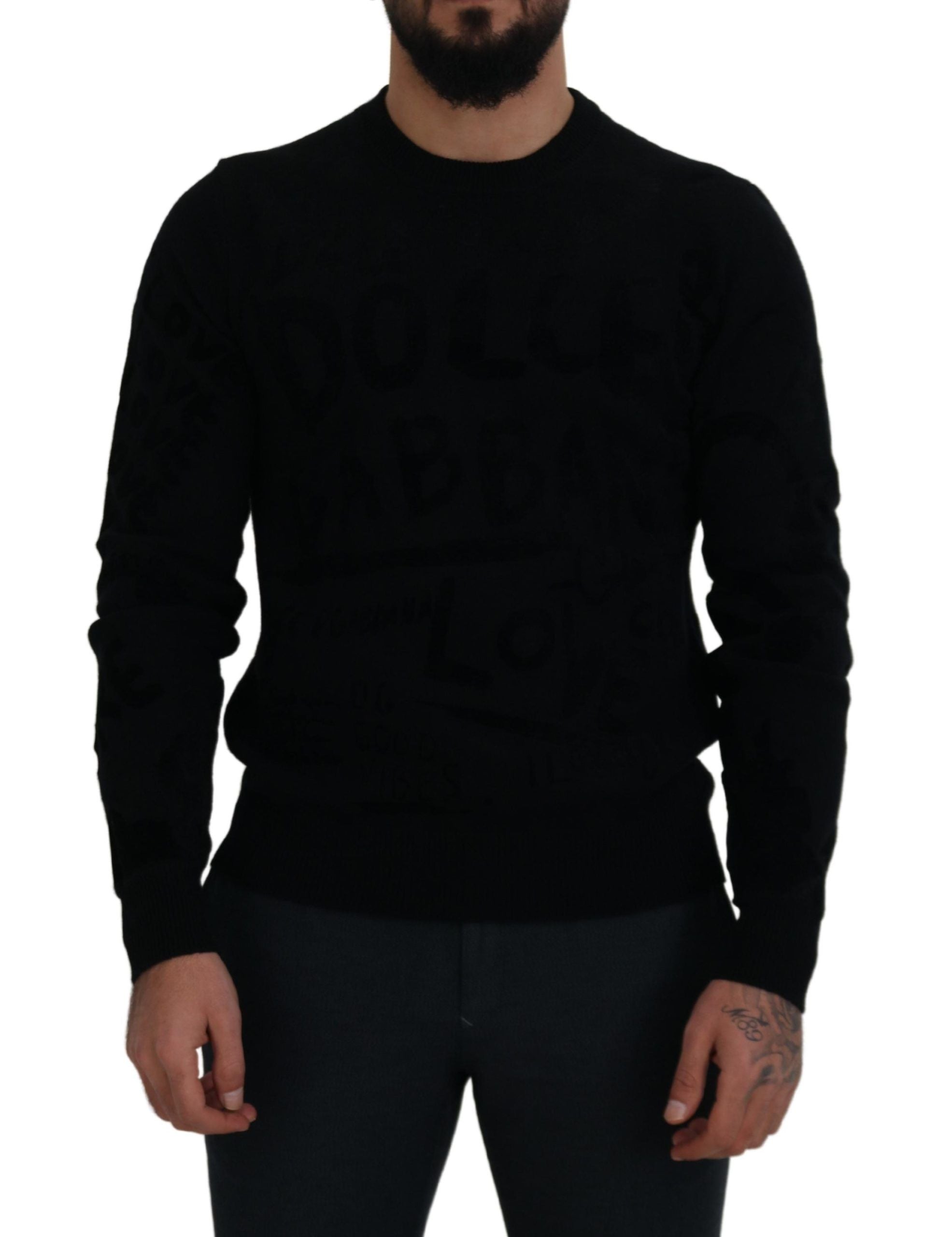 DOLCE & GABBANA Dolce & Gabbana  Wool Logo Pattern Crewneck Pullover Men's Sweater