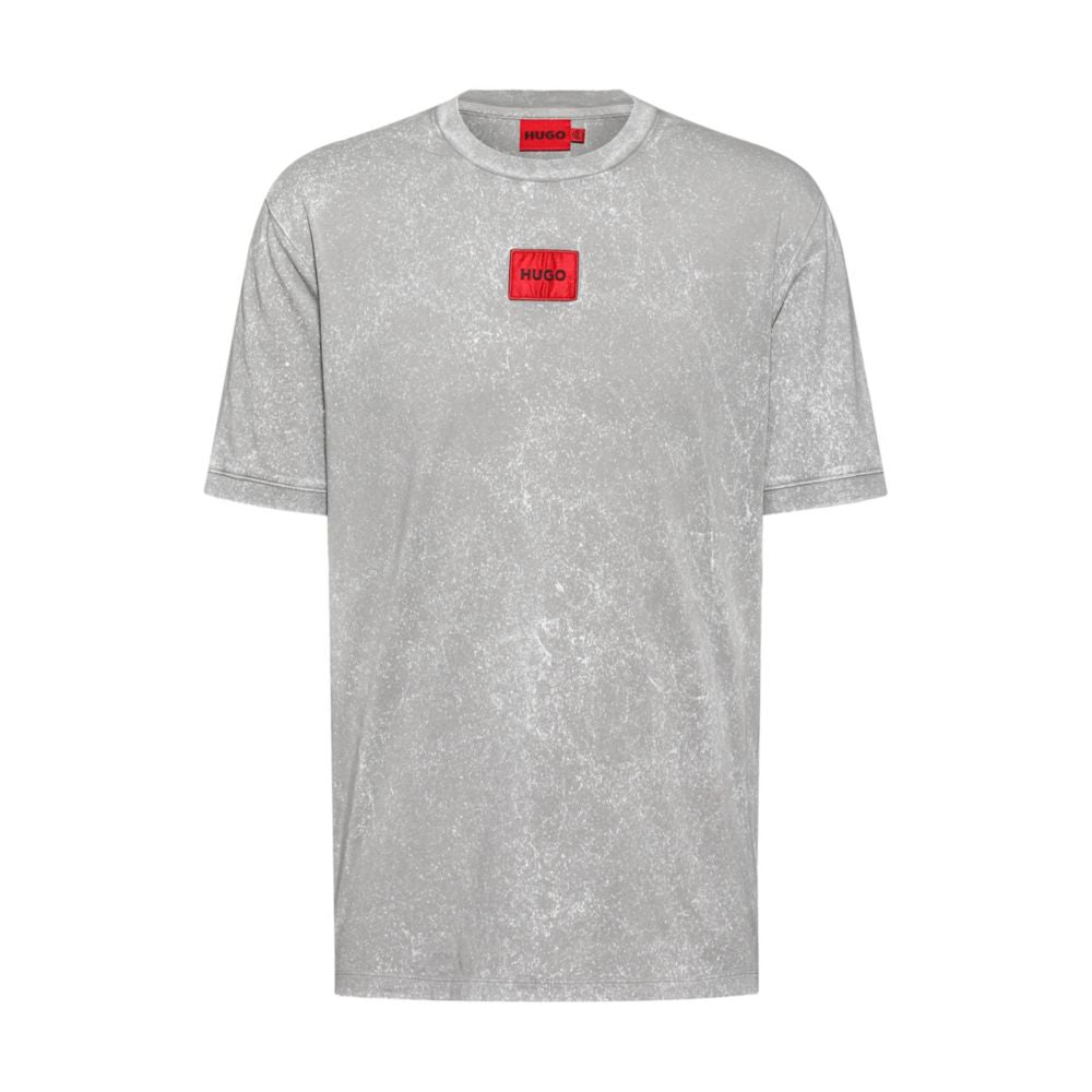 HUGO Powder-dyed cotton-jersey T-shirt with red logo label