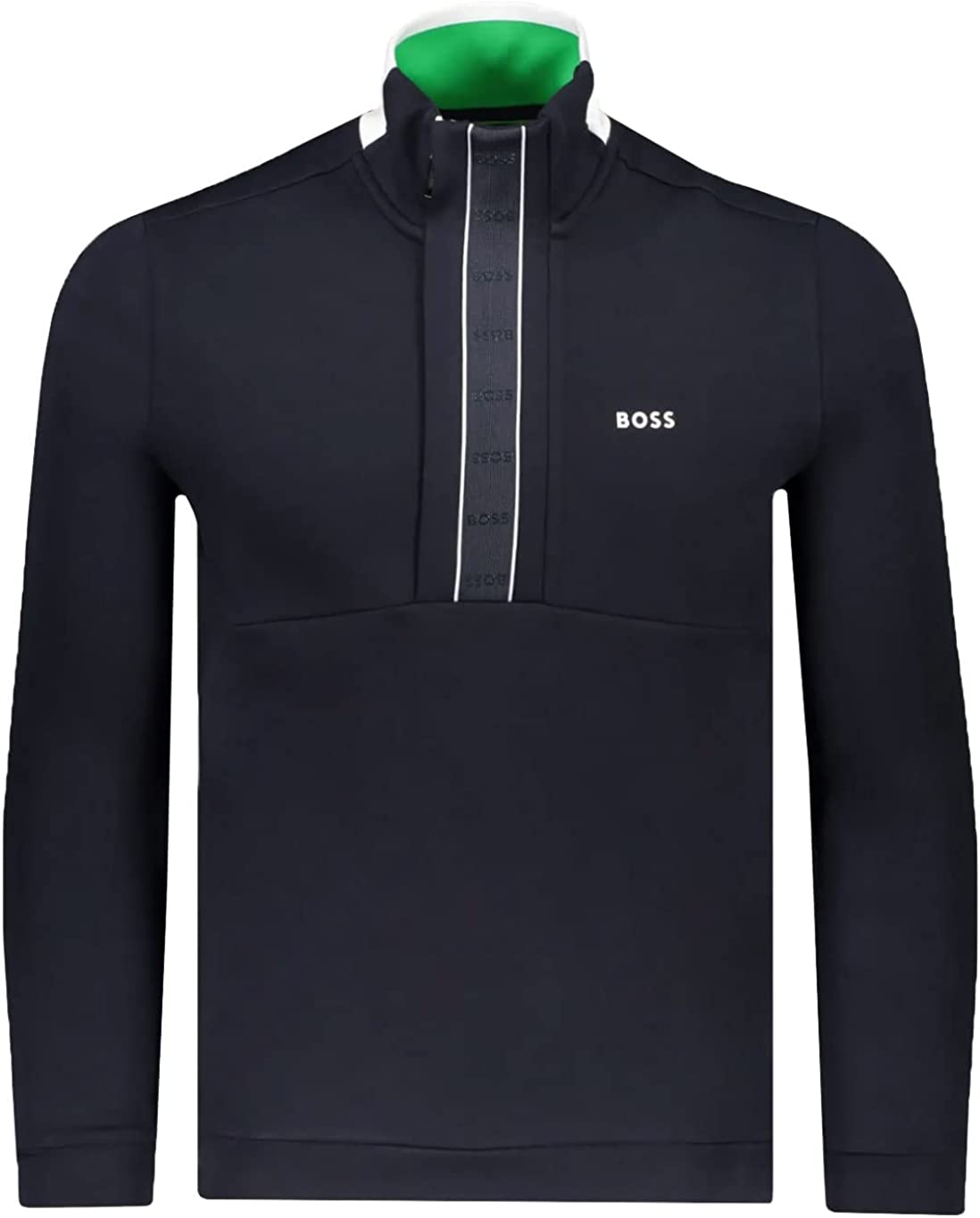 Shop Hugo Boss Men's Sweat Navy Blue Half Zip Sweatshirt