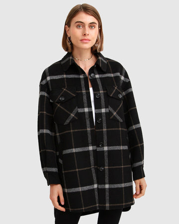 Belle&Bloom river’s edge plaid shacket - black plaid