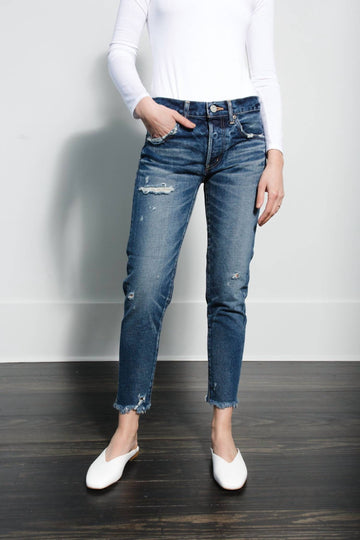 Moussy kelley tapered jeans in dark blue