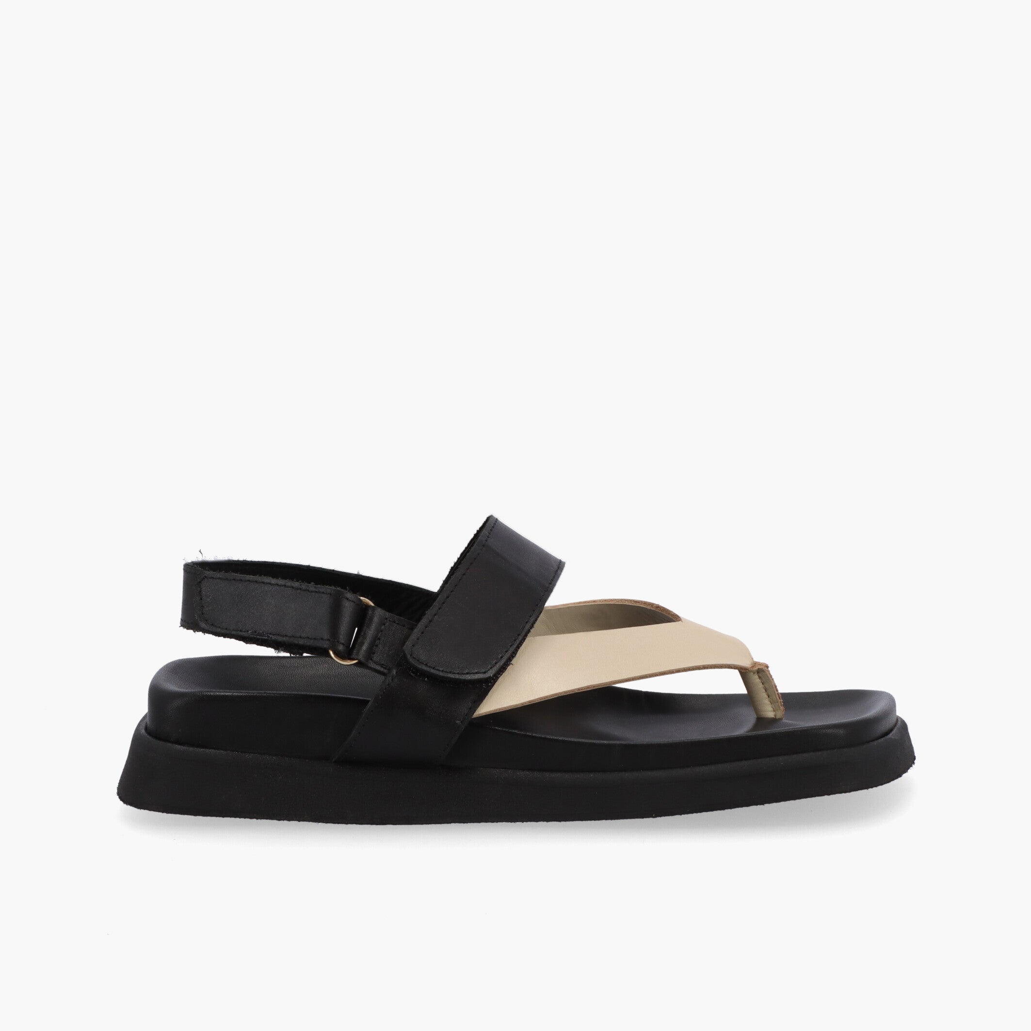 Shop Alohas Decade Bicolor Black Cream Leather Sandals