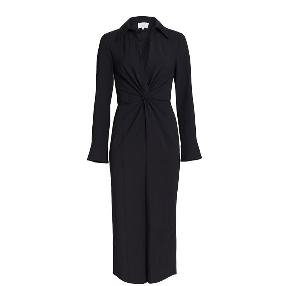 Shop Cinq À Sept Cinq A Sept Women Mckenna Twist Waist Bell Sleeve Midi Shirt Dress Black