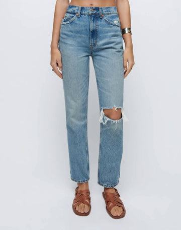 Re/Done 70s straight jean in worn medium raf