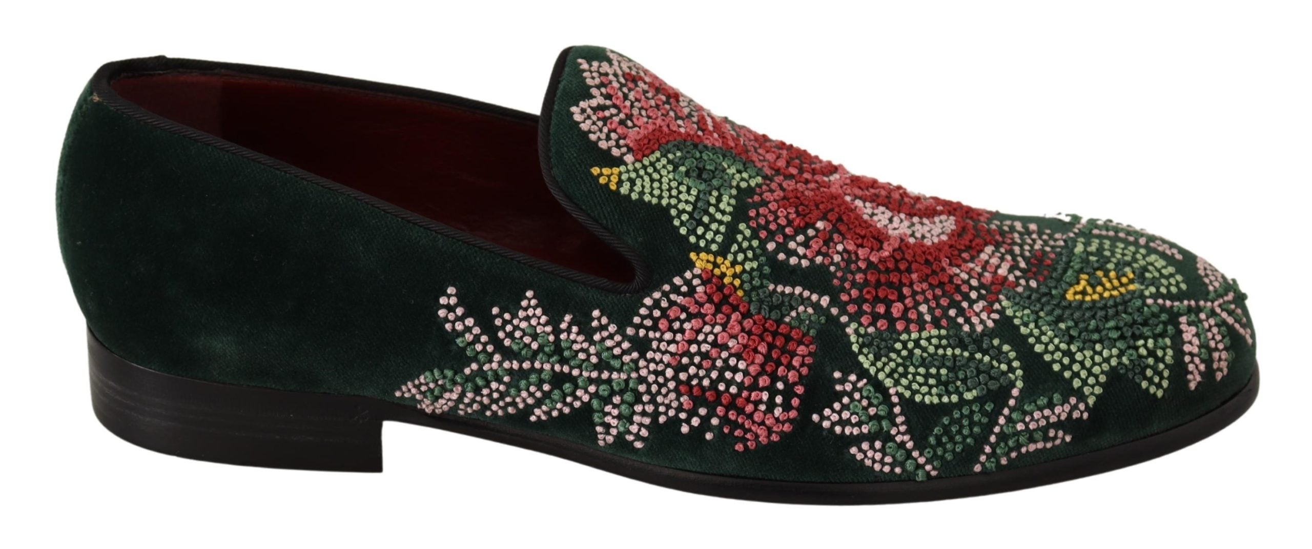 DOLCE & GABBANA Dolce & Gabbana Velvet Floral Embroidery Loafers Men's Shoes