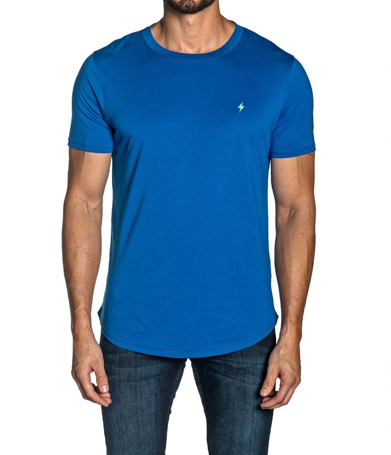 Jared Lang Men's Tee With Lightning Bolt Embroidery In Blue