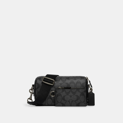 코치 COACH Outlet axel crossbody in signature canvas,gunmetal/charcoal