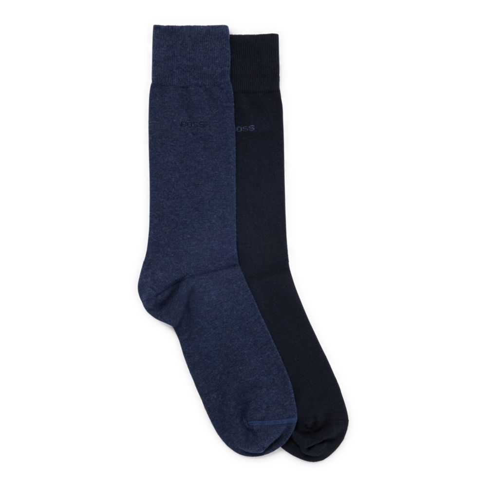 Hugo Boss Two-pack Of Cotton-blend Regular-length Socks In Light Blue