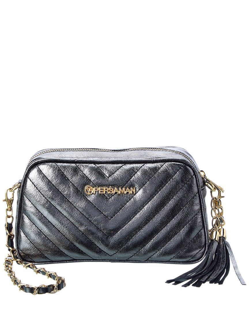 PERSAMAN NEW YORK Persaman New York Felice Metallic Quilted Leather Crossbody