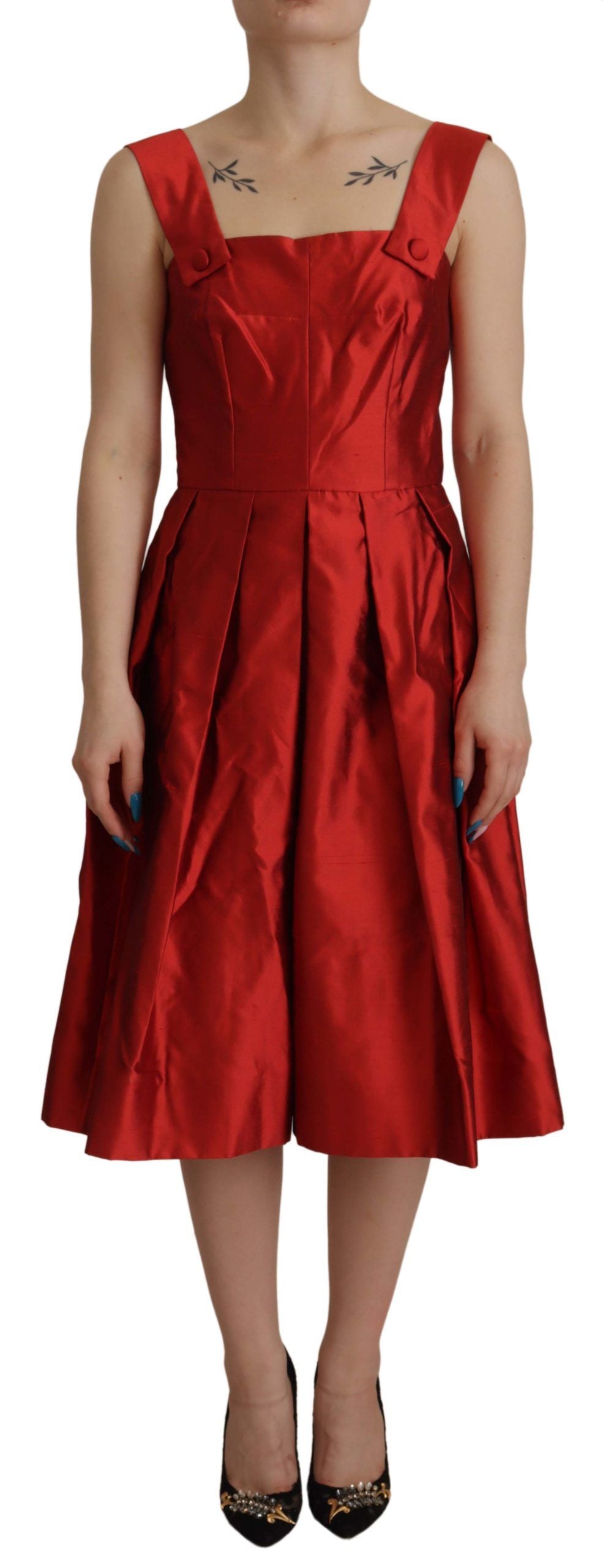 DOLCE & GABBANA Dolce & Gabbana  A-line Pleated Satin Silk Women's Dress