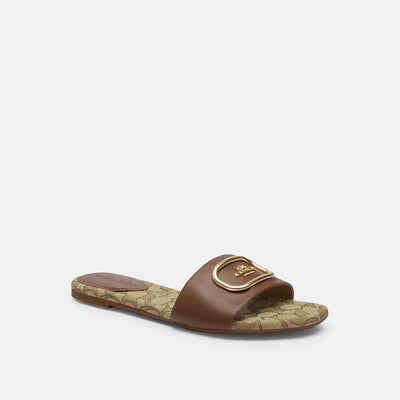 코치 COACH Outlet evy sandal in signature jacquard,saddle/khaki / Regular