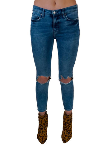 Free People busted knee skinny jeans in blue