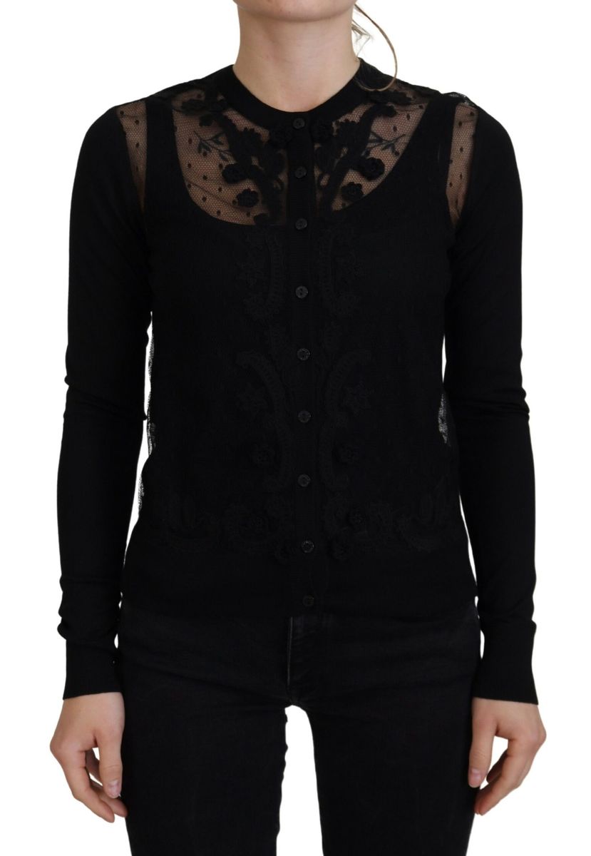 DOLCE & GABBANA Dolce & Gabbana  Floral Lace Button Cardigan Women's Sweater