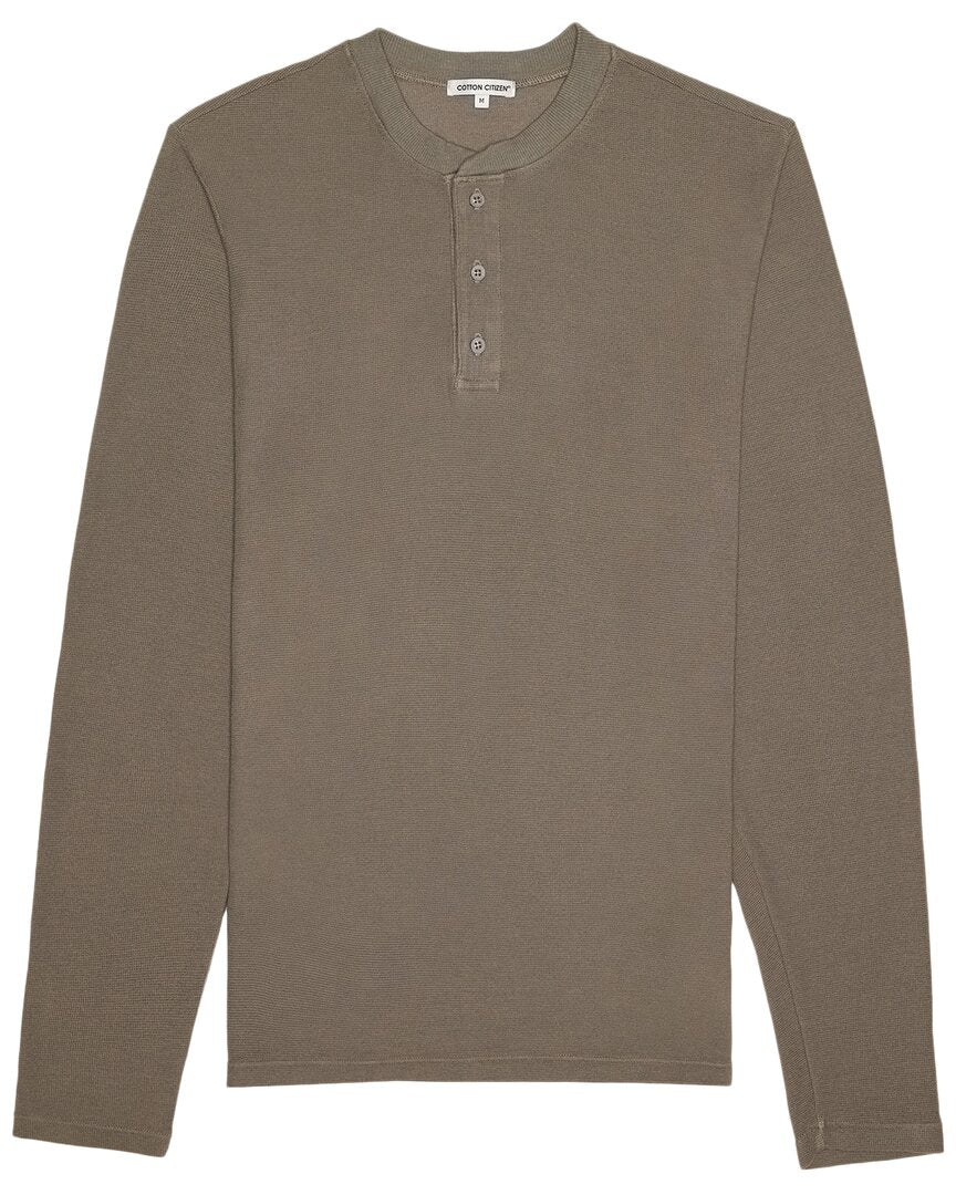 Shop Cotton Citizen Hendrix Henley Shirt In Brown