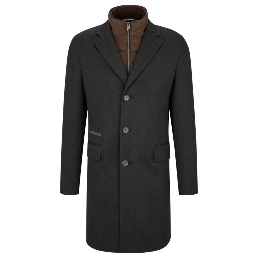 HUGO BOSS Slim-fit coat with detachable zip-up inner