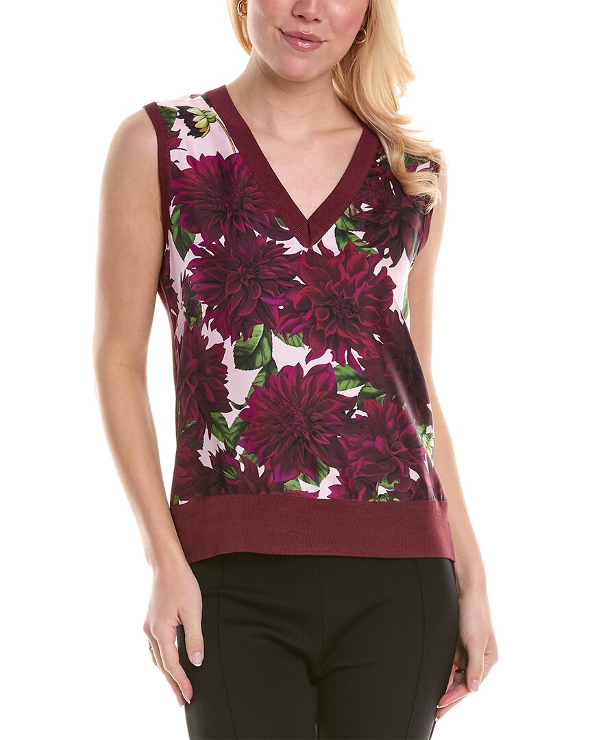 Shop Oscar De La Renta Dahlia Silk-blend Tank In Red