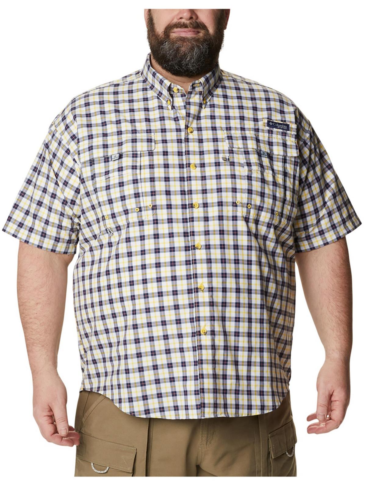 Shop Columbia Sportswear Big & Tall Mens Collared Plaid Button-down Shirt In Beige