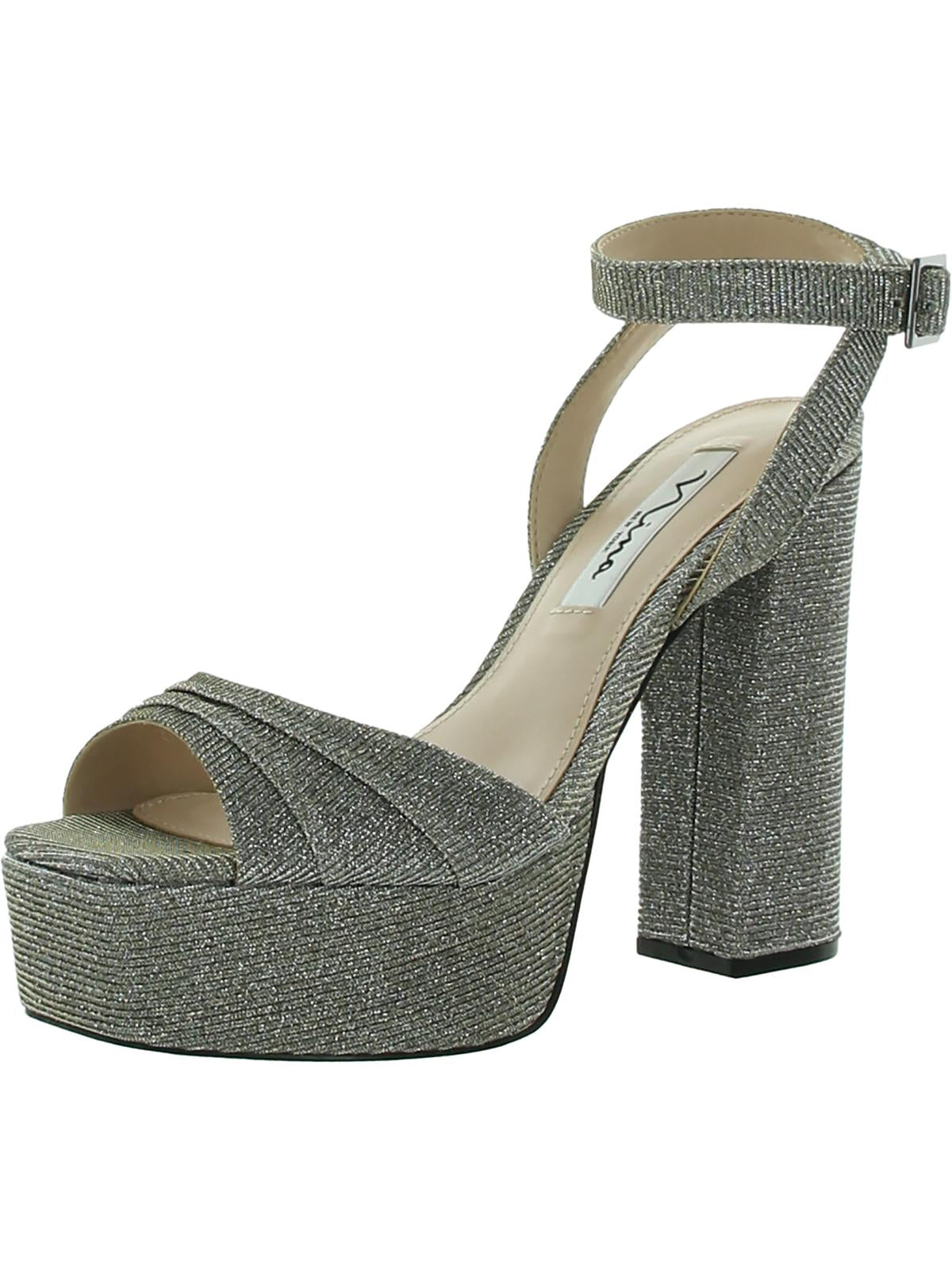 Shop Nina Dorcas Womens Shimmer Ankle Strap Platform Sandals In Silver