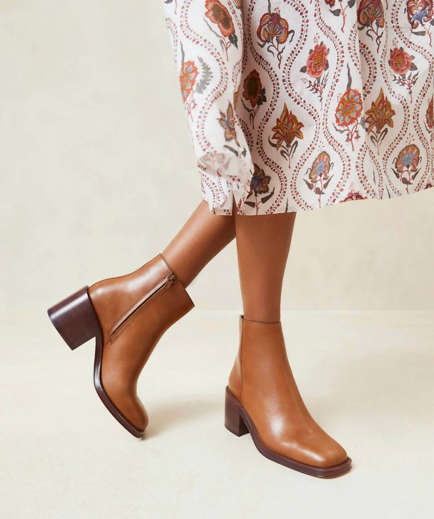 Loeffler Randall Blakely Square Toe Mid Heel Boot In Safari In Brown