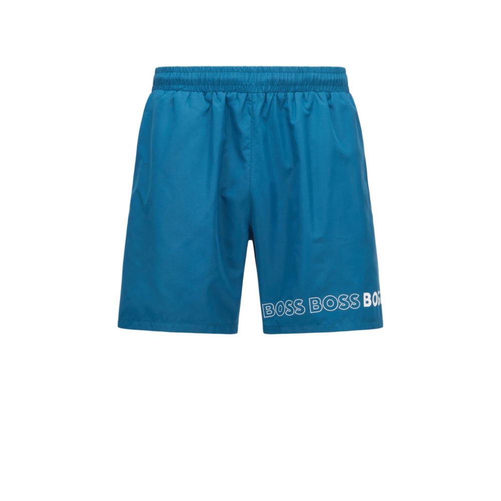 HUGO BOSS Recycled-material swim shorts with repeat logos