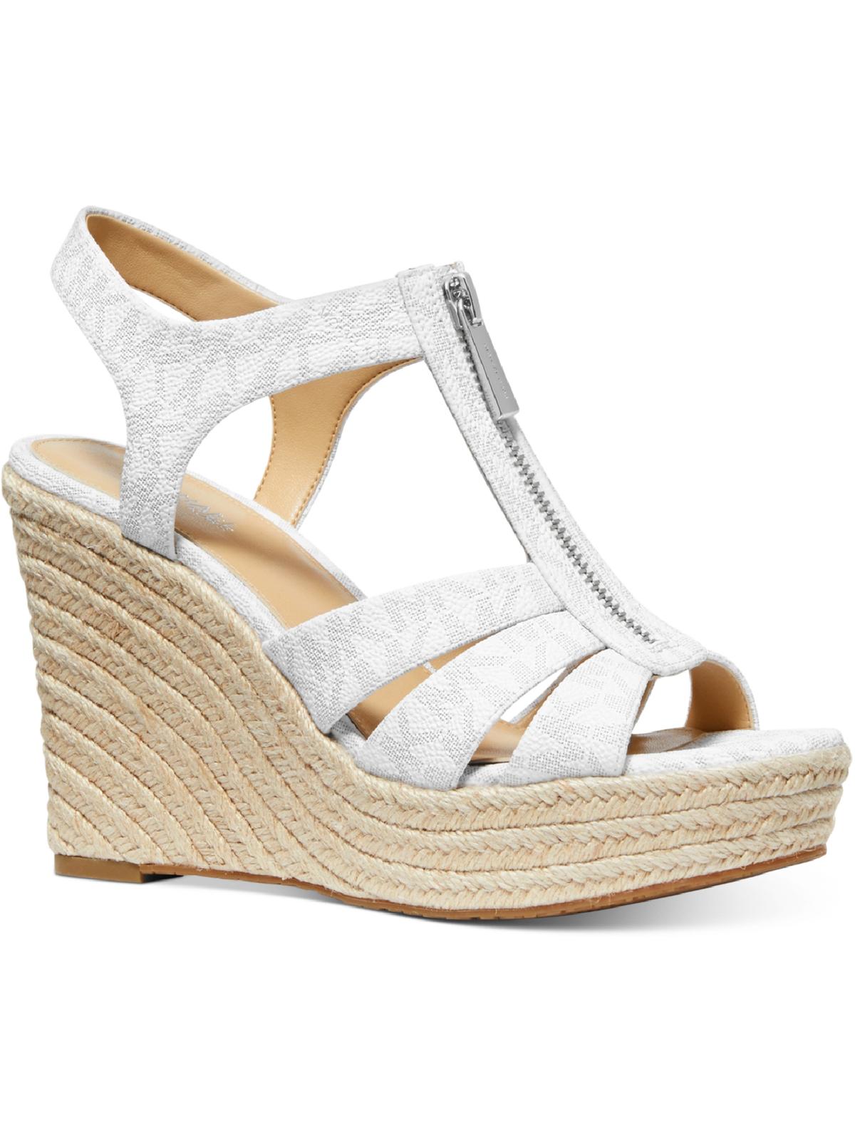 Michael Michael Kors Berkley Wedge Womens Logo Wedges Espadrille Heels In  White | ModeSens