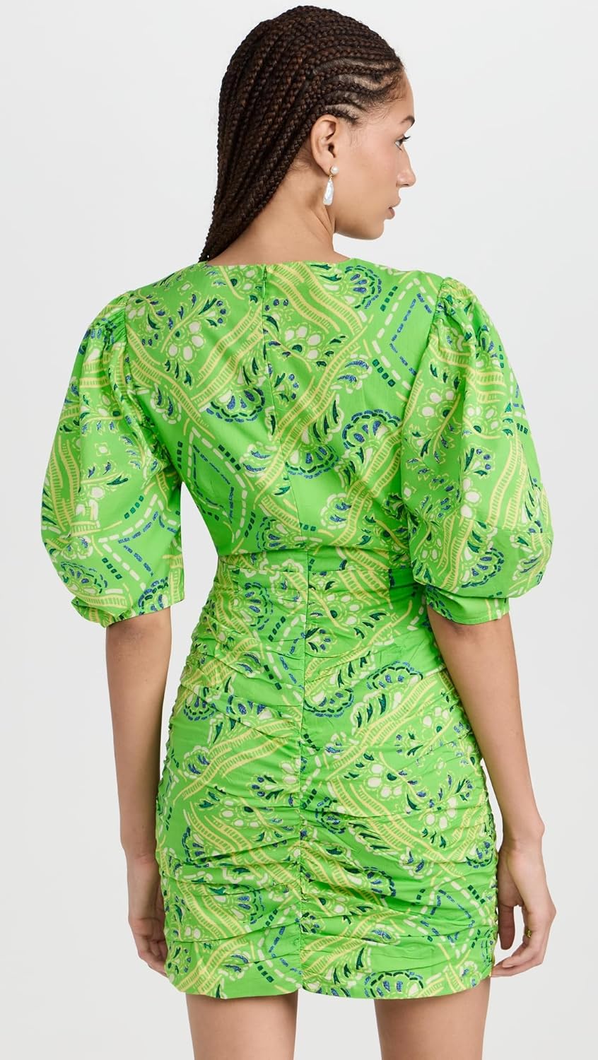 Shop Rhode Women's Isla Dress, Lime Diamond Stitch, Green, Print Mini