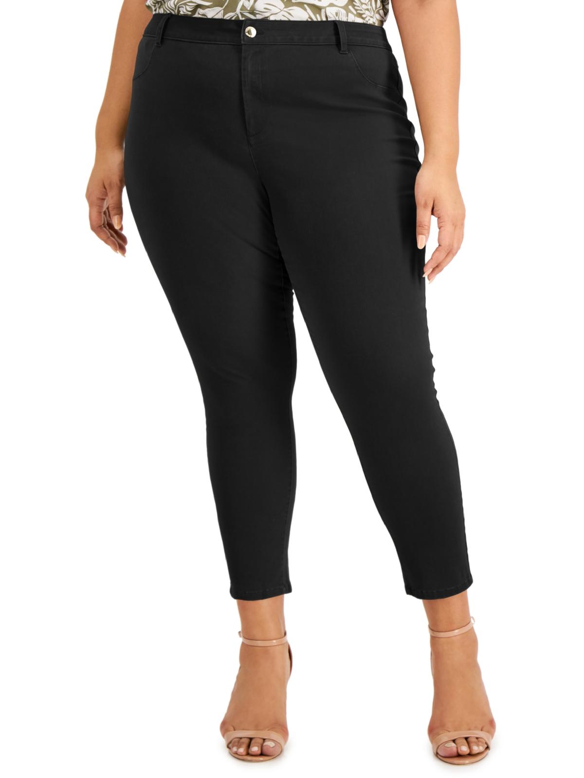 Shop Calvin Klein Plus Womens Mid Rise Twill Slim Jeans In Black