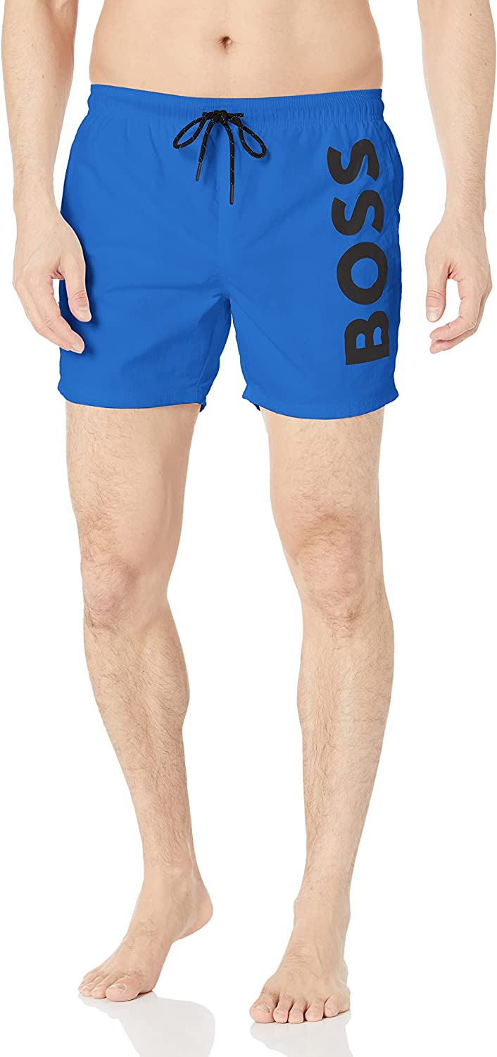 Shop Hugo Boss Men Octopus Royal Blue Logo Swim Shorts Trunks