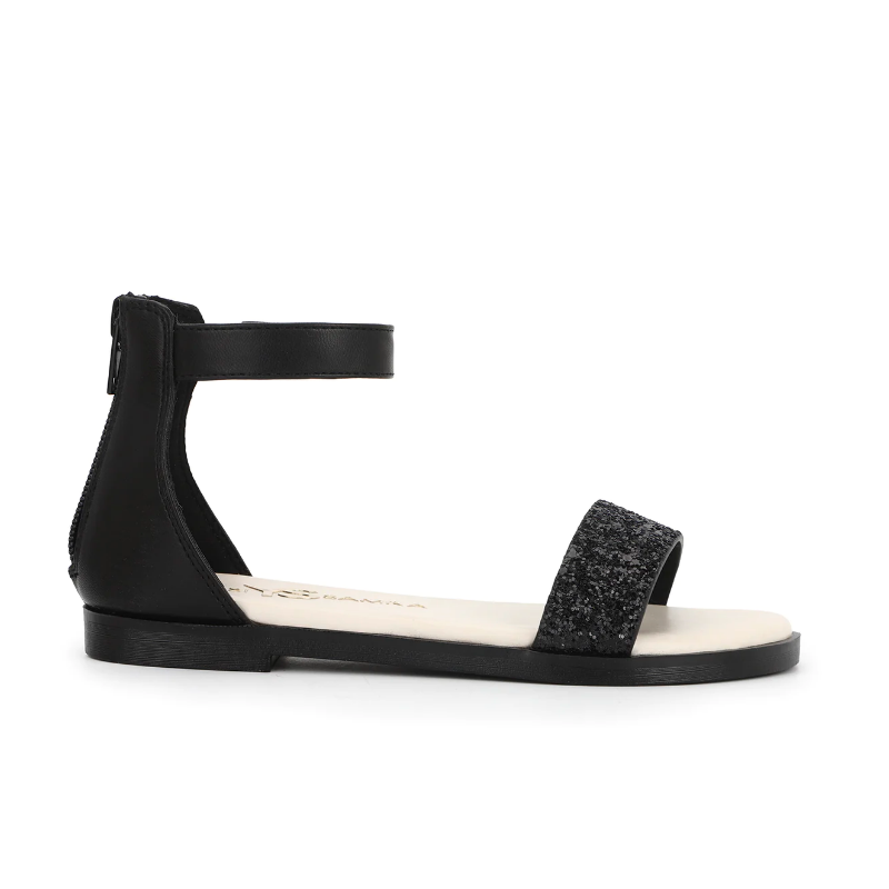 YOSI SAMRA Miss Cambelle Glitter Sandal in Black - Kids