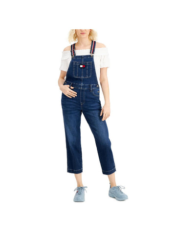 Tommy Hilfiger womens cropped logo overall jeans