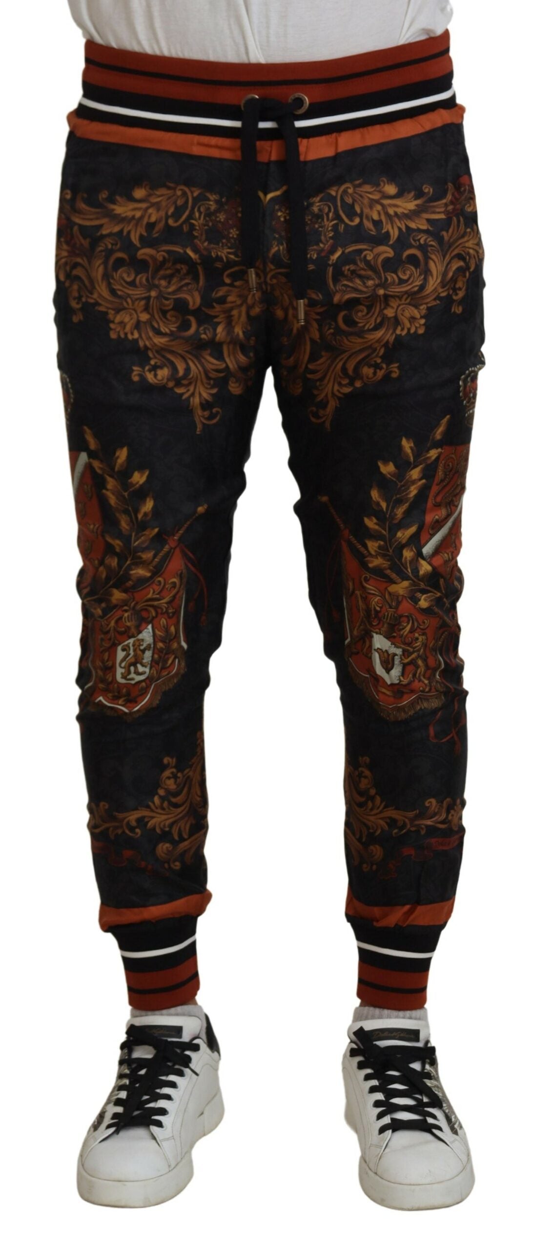 DOLCE & GABBANA Dolce & Gabbana  Silk Baroque Crown Trousers Sport Men's Pants