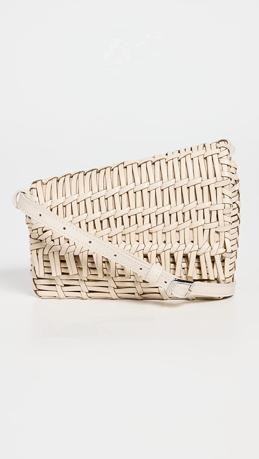 Shop Staud Women Acute Adjustable Strap Woven Crossbody Bag Cream Os In White