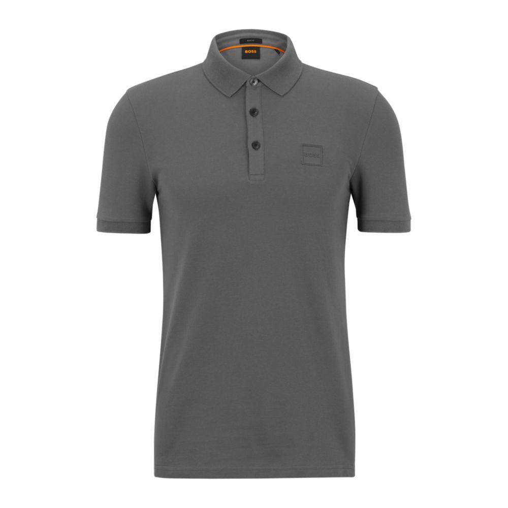 HUGO BOSS Stretch-cotton slim-fit polo shirt with logo patch